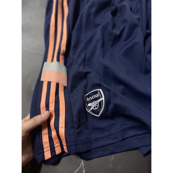 Set bộ quần áo thể thao bóng đá nam nữ vải gai thái clb arsenal áo màu xám quần xanh than