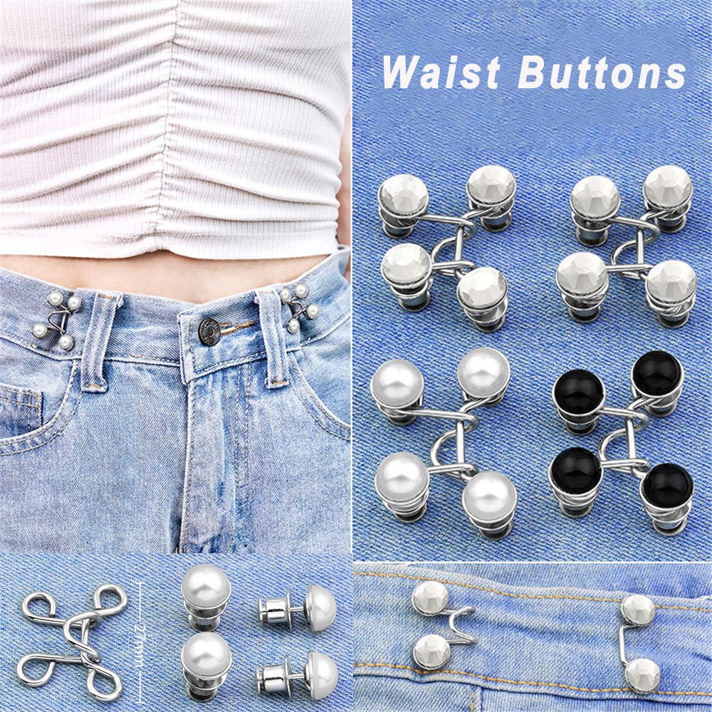 Nút điều chỉnh quần jean đính ngọc trai vô hình có thể tháo rời diy