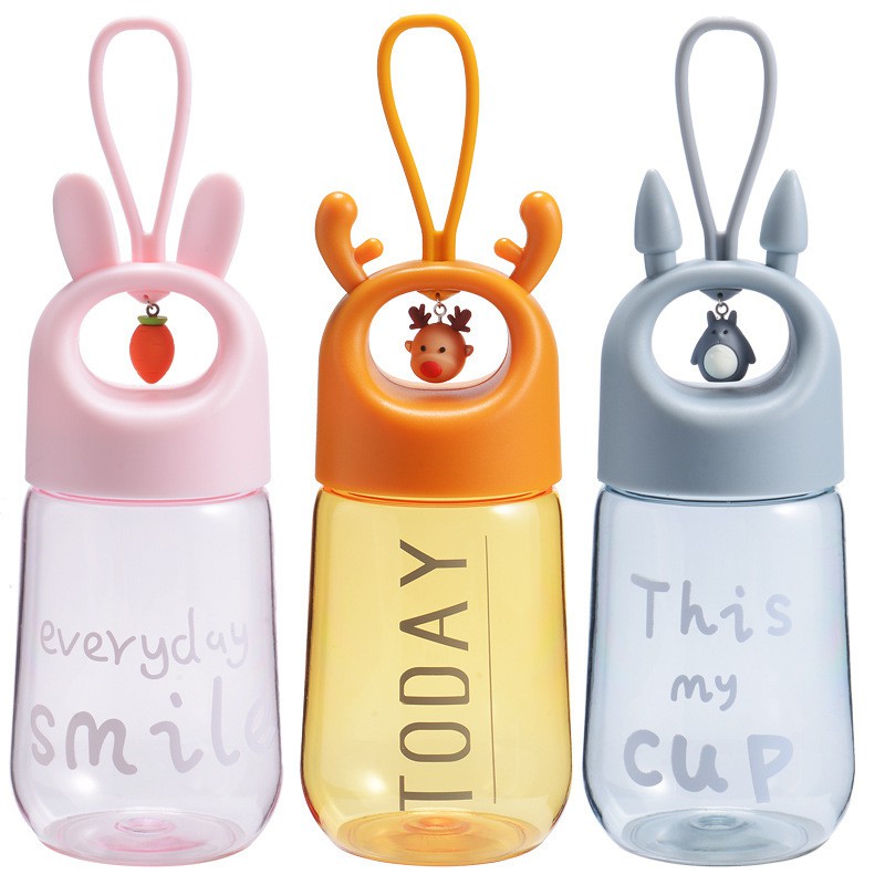 Bình nước 450ml đính chuông hình thú