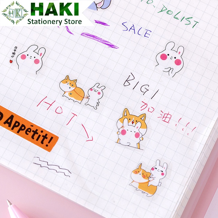 Sticker cute dễ thương HAKI, hình dán cute hoạt hình trang trí sổ đáng yêu giá rẻ ST45