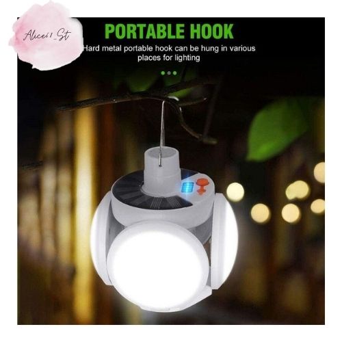 (Freeship)Bóng đèn tích điện 4 Cánh có Pin Năng lượng mặt trời sử dụng từ 7 đến 8 Tiếng