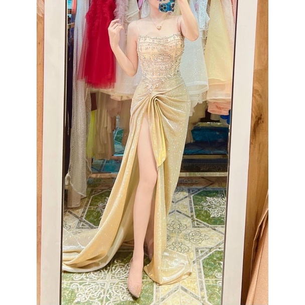 SIZE> 65KG ĐẦM CÚP NGỰC THUN KIM TUYẾN ĐÍNH ĐÁ
