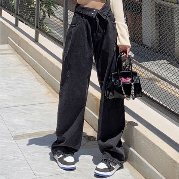 Quần Jeans Nữ Lưng Cao Ống Rộng Thời Trang Hàn Quốc