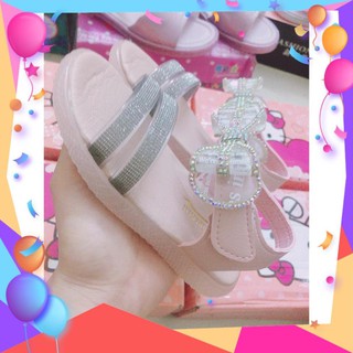 Sandal điện nháy nơ đính đá mềm bé gái quai hậu cao cấp