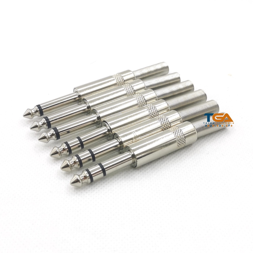 Jack rắc 6ly mono 2 khấc, stereo 3 khấc hàn dây, chân trắng