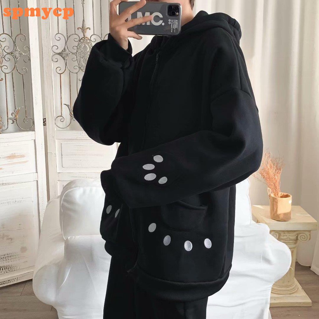 Áo Khoác Hoodie Dáng Rộng In Hình Gấu Trúc Kiểu Hàn Quốc Dễ Thương