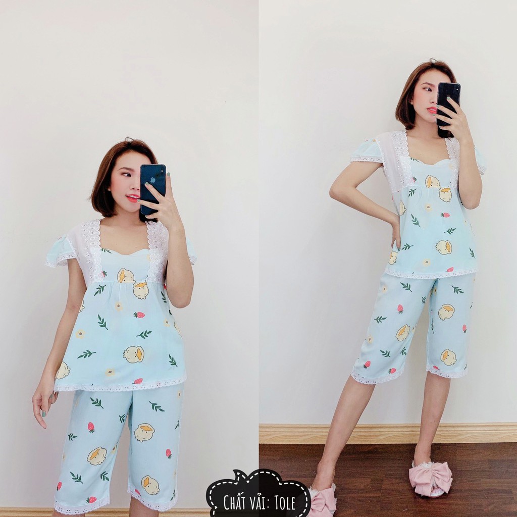 Đồ Bộ Nữ Lụa Tole Cao Cấp Pijama Áo Ngắn Quần Lửng Cực Xinh | BigBuy360 - bigbuy360.vn