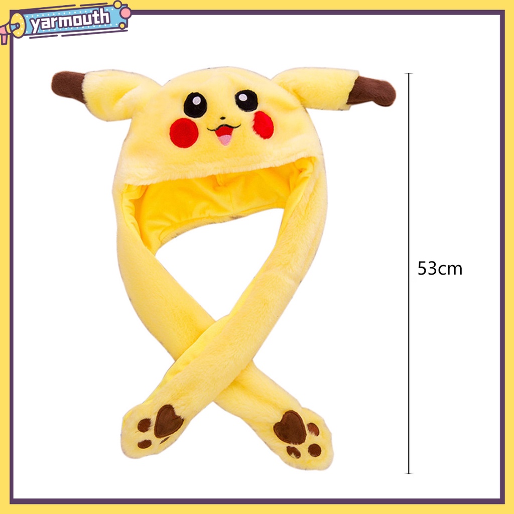 Nón Nhồi Bông Hình Pikachu Tai Thỏ Dễ Thương 60cm