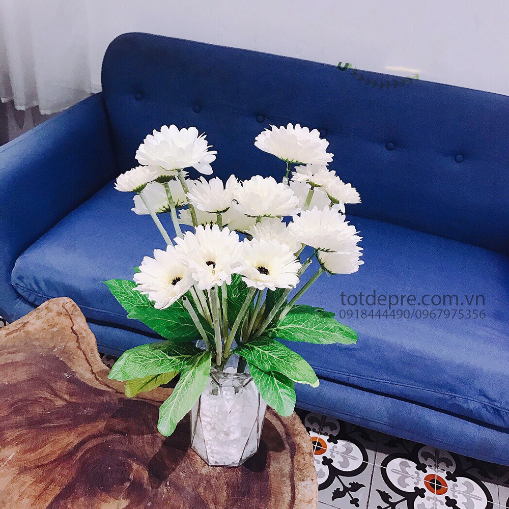 Cây Hoa Đồng Tiền 9 bông - Hoa Giả Cao Cấp