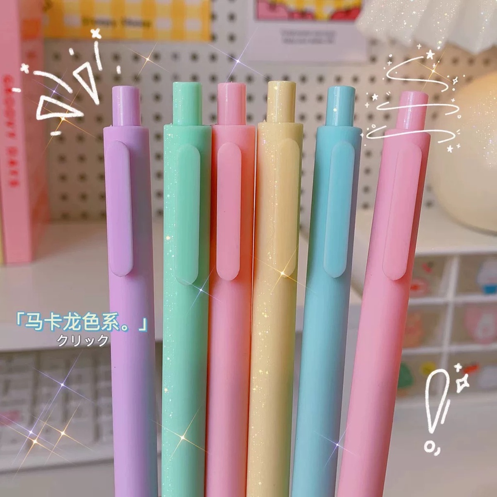 MS509 Bút bi bấm màu sắc pastel ngòi 0.5cm