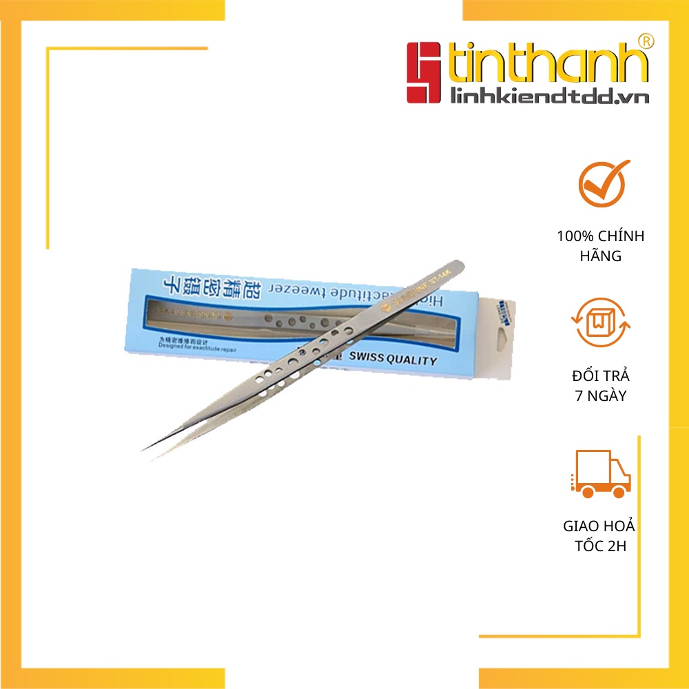 Nhíp thẳng ST-14K Sunshine đầu siêu nhọn làm bằng thép không rỉ