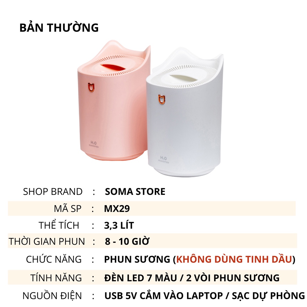 Máy tạo hơi nước phun sương tạo ẩm, xông tinh dầu thơm phòng MX29