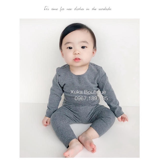 Bộ Mặc Nhà Giữ Nhiệt Cạp Cao Bé Trai Bé Gái - Xuka Boutique - Bộ Quần Áo Dài Tay Nỉ Nhung Thu Đông Cho Bé 9M đến 4Y