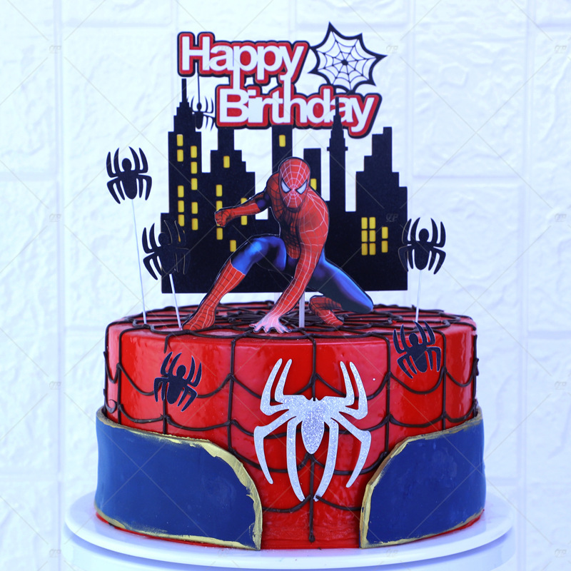 1set Spiderman Cake Decoration  Cake Topper Cute Super Hero Cupcake Topper For Kids Birthday Party