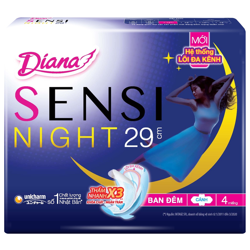COMBO 6 GÓI BĂNG VỆ SINH BAN ĐÊM 29 SENSI NIGHT (MẶT BÔNG)
