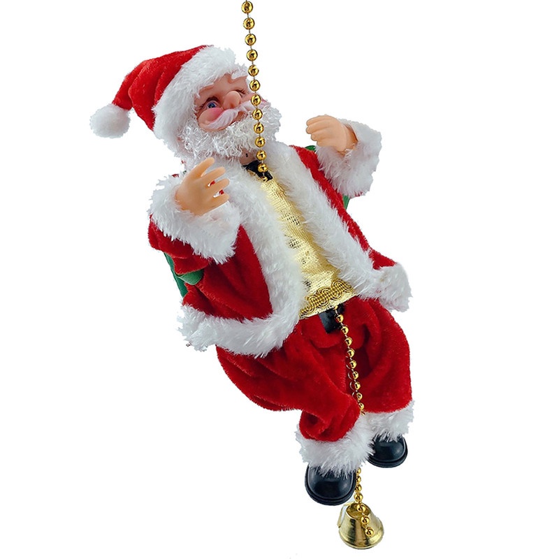 Đồ Trang Trí Giáng Sinh Hình Ông Già Noel Leo Núi Chạy Pin Có Đèn Và Nhạc