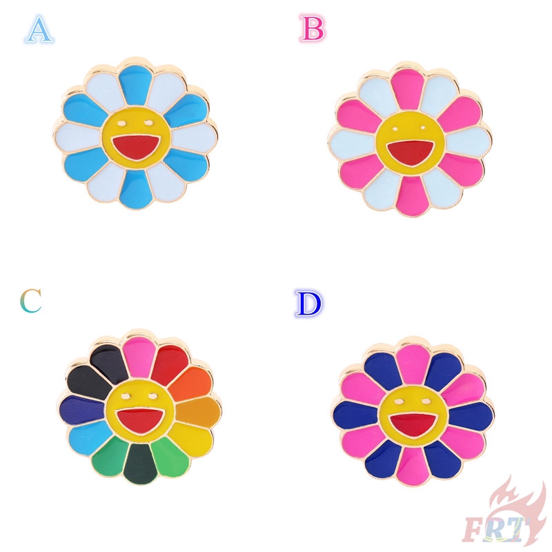 Ghim cài áo hình hoa bằng kim loại nhiều màu sắc
