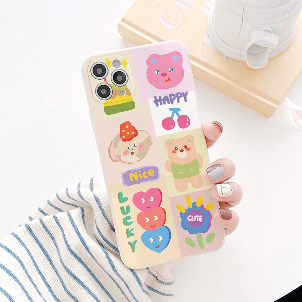 Ốp lưng iphone Gấu hồng cạnh vuông in hình viền 5/5s/6/6plus/6s/6splus/7/7plus/8/8plus/x/xs/11/12/pro/max/plus/promax | BigBuy360 - bigbuy360.vn