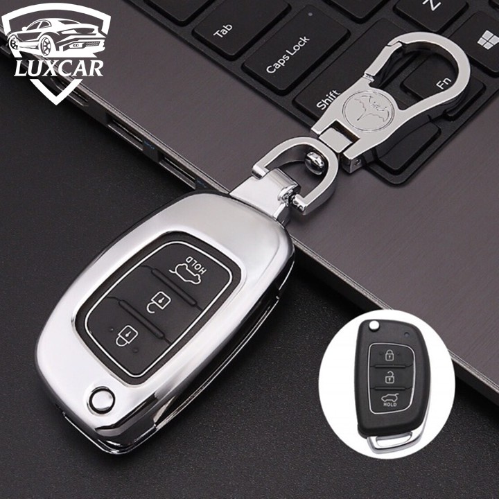 Ốp khoá Hyundai 03 Inox cao cấp LUXCAR (i10, accent... chìa gập)
