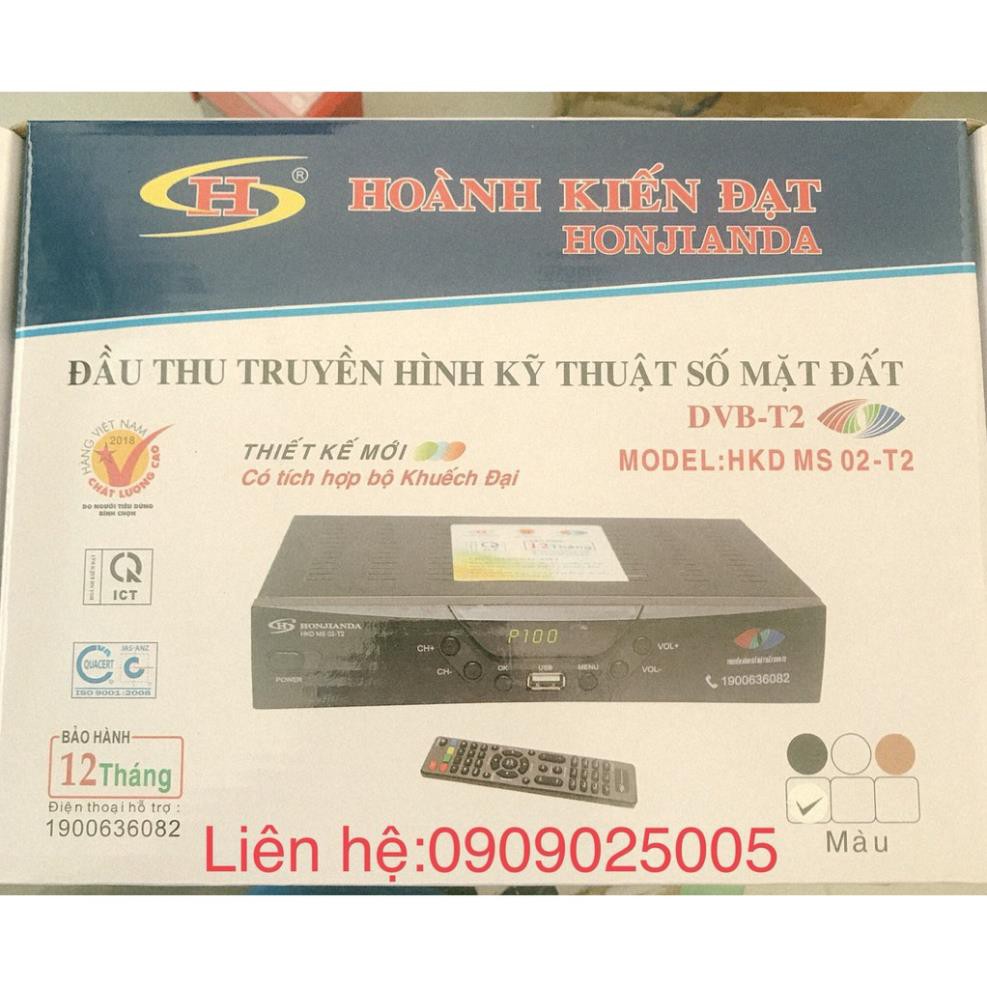 Đầu Thu DVB T2 HKD MS 02-T2 Chính Hãng -Truyền Hình Số Mặt Đất DVB-T2 miễn Phí tặng kèm anten h5 và dây 15 mét