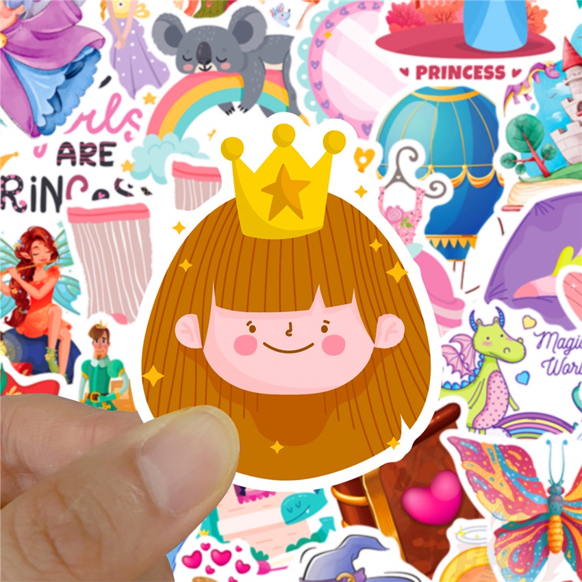 Bộ 100 Cái/Bộ ❉ Miếng Dán Trang Trí Hình Công Chúa Disney Xinh Xắn ❉ Miếng Dán Vẽ Nguệch Ngoạc Thời Trang Chống Nước
