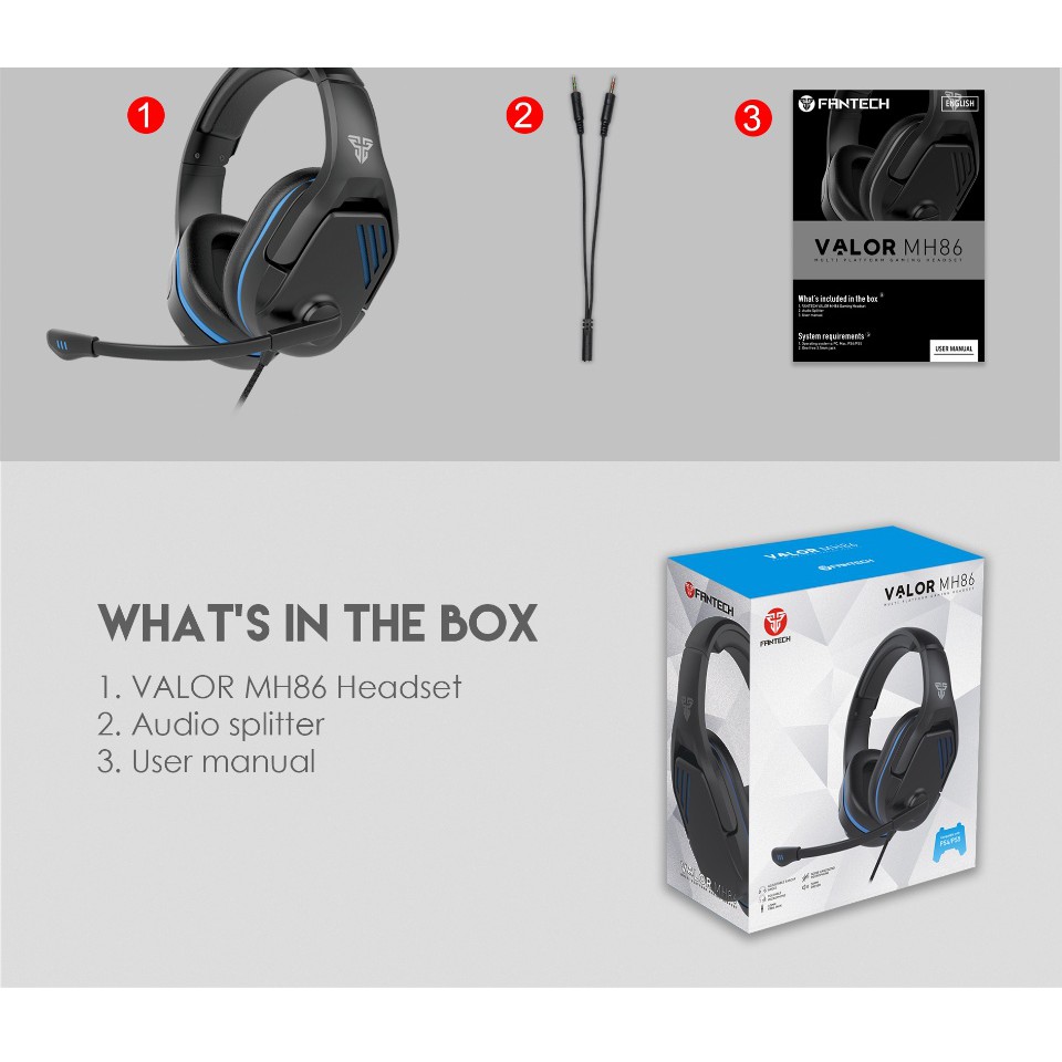 Tai Nghe Gaming Chụp Tai Có Dây Fantech MH86 Chuyên Game Console PS4, PS5... Jack 3.5mm Chuyển Dùng Cho PC Mic Chống ồn