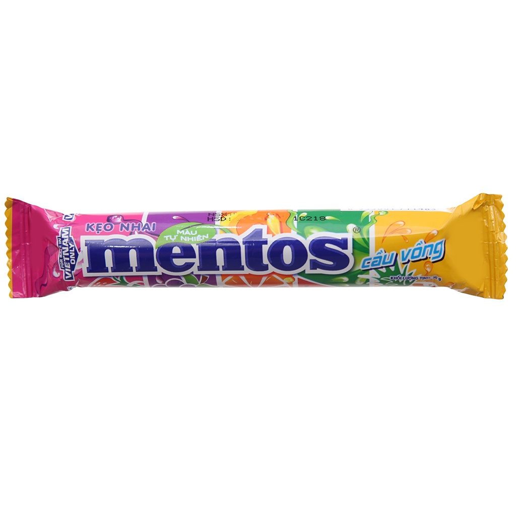 Kẹo nhai Mentos Cầu Vòng/ Bạc Hà thỏi 30g