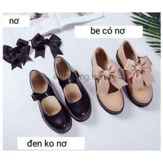 Giày da nơ loại đẹp 2 màu | giày lolita nơ - u.w