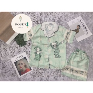 Đồ bộ nữ pijama lụa mango cao cấp tay ngắn quần đùi freesize dưới 60kg