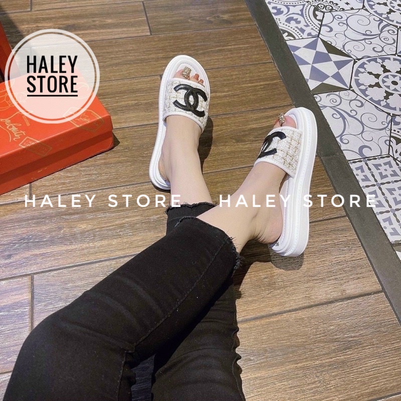 Dép bệt nữ HALEY STORE đế bánh mì siêu nhẹ khoá Cha.nel xích thời trang hottrend rẻ bền đẹp đi chơi đi học đi du lịch rẻ