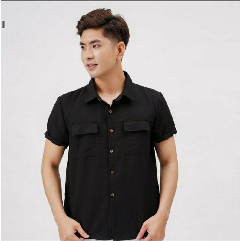 Áo Đũi Nam Cổ Bẻ Sơ Mi Đũi Áo Ngắn Tay Nam có cổ túi hộp Hana AD18 | BigBuy360 - bigbuy360.vn