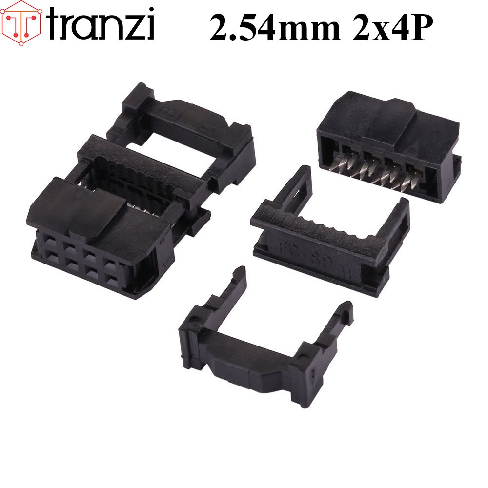 Đầu dập cáp 2.54mm IDE IDC 2x4P FC đen - túi 10 cái