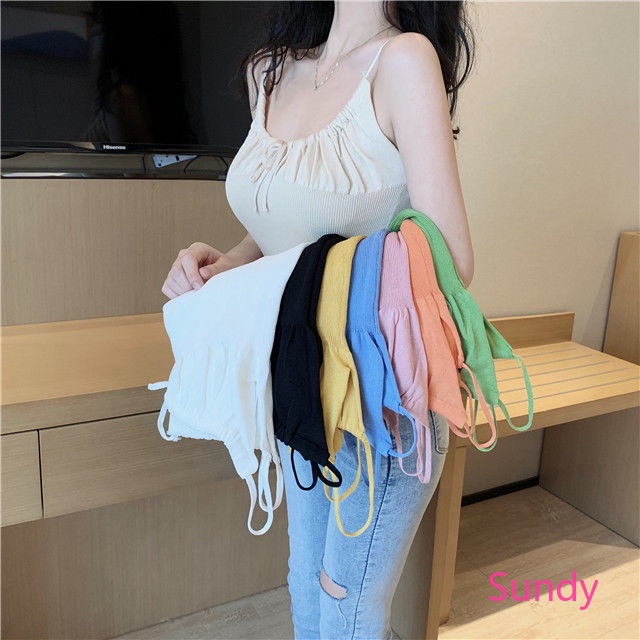 Áo Hai Dây Dệt Kim Quyến Rũ Thời Trang Hè Phong Cách Hàn Quốc Cho Nữ