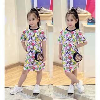 [11-22kg] Đầm suông thun lạnh bé gái