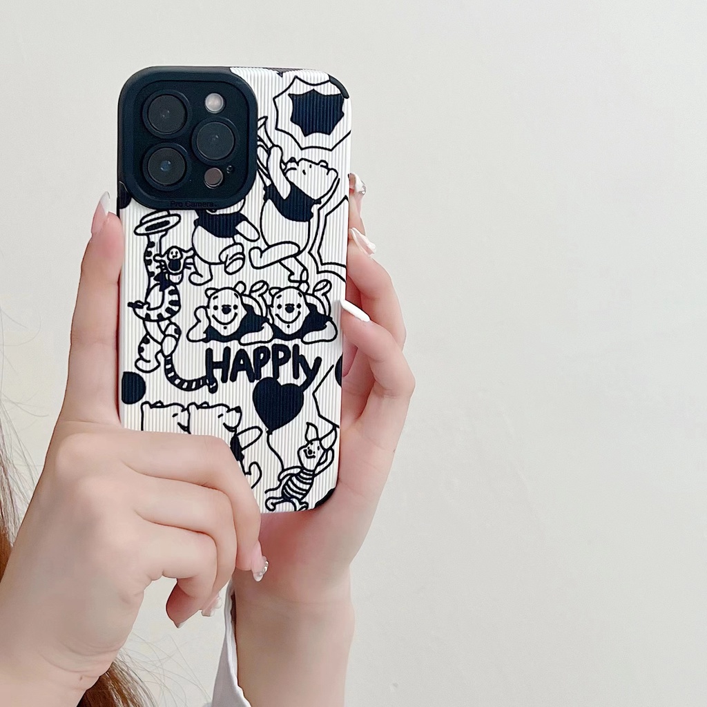 Ốp Điện Thoại Da Hình winnie the pooh Cho iphone 13 Pro Max i13 13pro 11 Pro Max i11 X XR Xs Max 7 plus 8 plus 12Pro 12 Pro Max