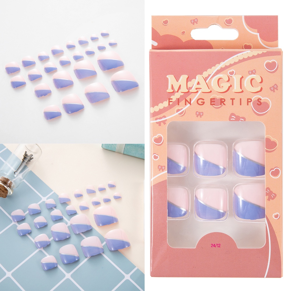 Set 24 Móng Chân Giả Acrylic Đơn Giản Có Thể Tháo Rời