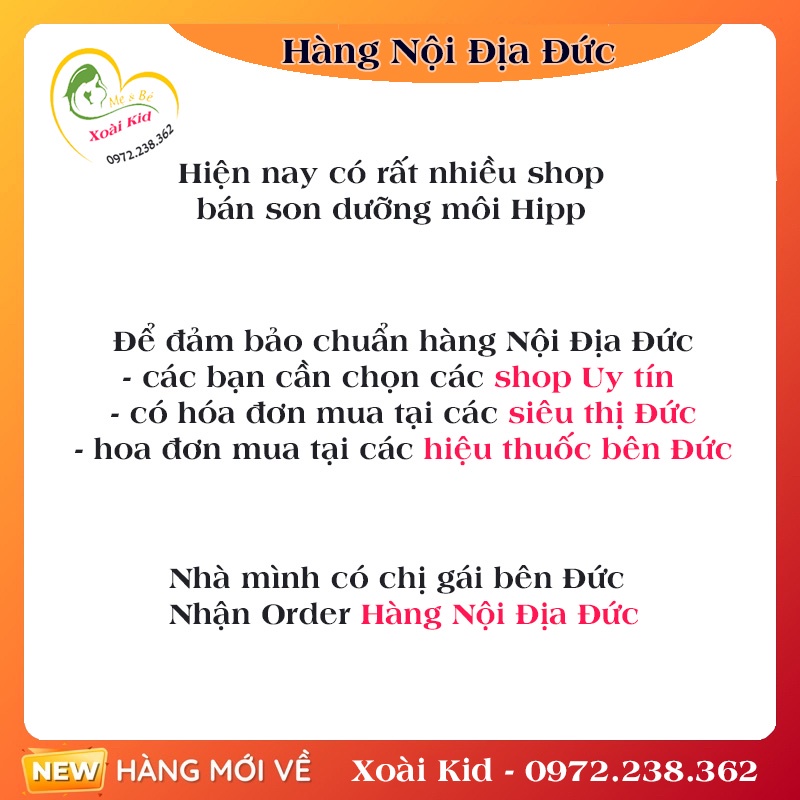 [auth] Son dưỡng môi hữu cơ HIPP BIO trẻ em cao cấp an toàn cho bé - Nội địa Đức Đủ Bill [Hot]