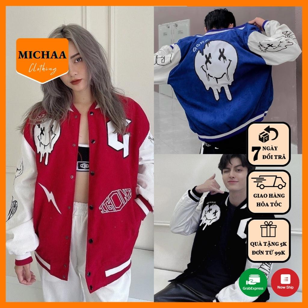 Áo Khoác Bomber Nhung Gân GONZ Nam Nữ Ulzzang Unisex 1 Lớp Kiểu Form Rộng - MICHAA