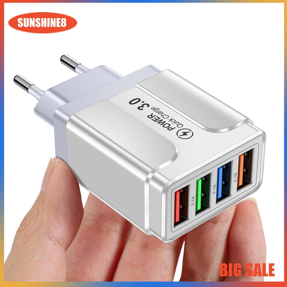 Đầu sạc USB 3.1A 4 cổng có đèn LED đa năng cho điện thoại