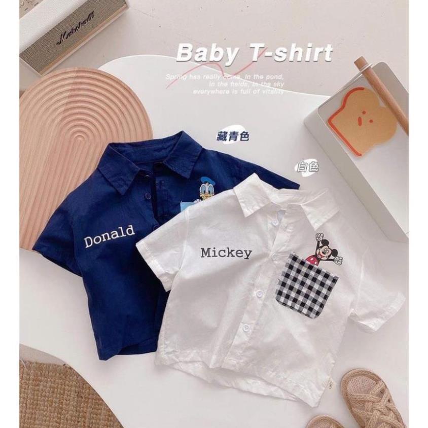 Áo sơ mi đũi cho bé trai phong cách Hàn Quốc size 9-23kg Hongvibaby