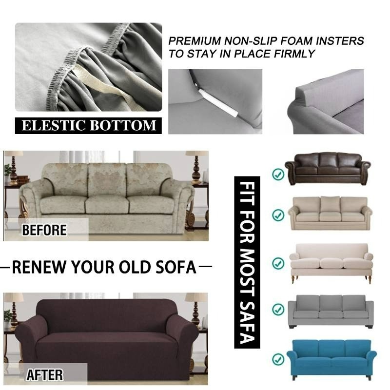 Vỏ Bọc Ghế Sofa 1 / 2 / 3 / 4 Chỗ Ngồi Hình Chữ L Chống Trượt Không Thấm Nước Co Giãn