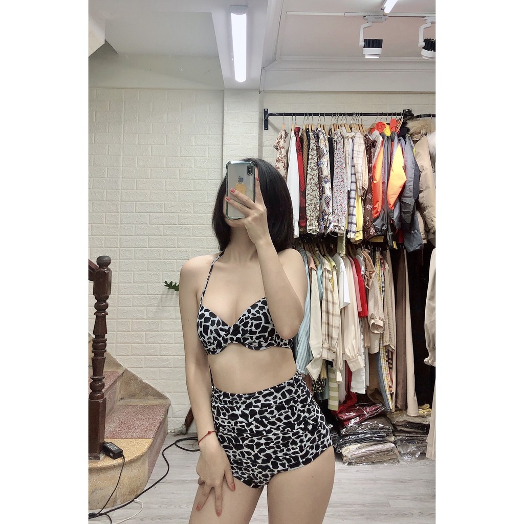 Bikini hai mảnh đen trắng có gọng nâng ngực mặc đi biển đi bơi ( Hàng 100% ảnh chụp)