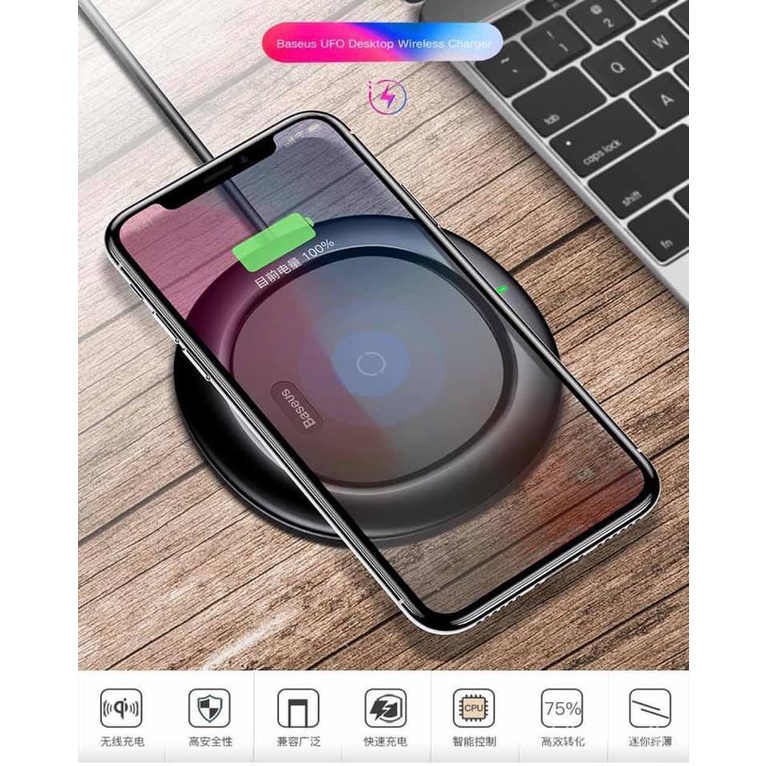 ĐẾ SẠC KHÔNG DÂY Baseus UFO chuẩn Qi cho Apple iPhone 8/ iPhone X / Samsung S8/ S9/ Note 8.. WXFD-01