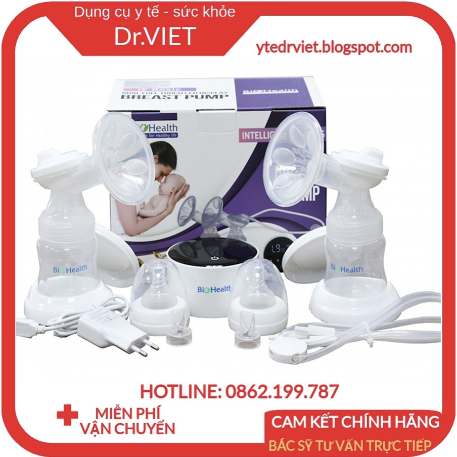 Máy hút sữa điện đôi BioHealth-BioHealth IE Basic cao cấp-  Chế độ mát xa, hút  thường (9 mức), hút liên tục, luân phiên