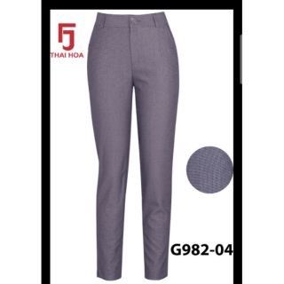 Quần 9 tấc Thái Hòa lưng cao màu xám lưng cao 1 nút không ủi ly, fom rộng mông, đùi
