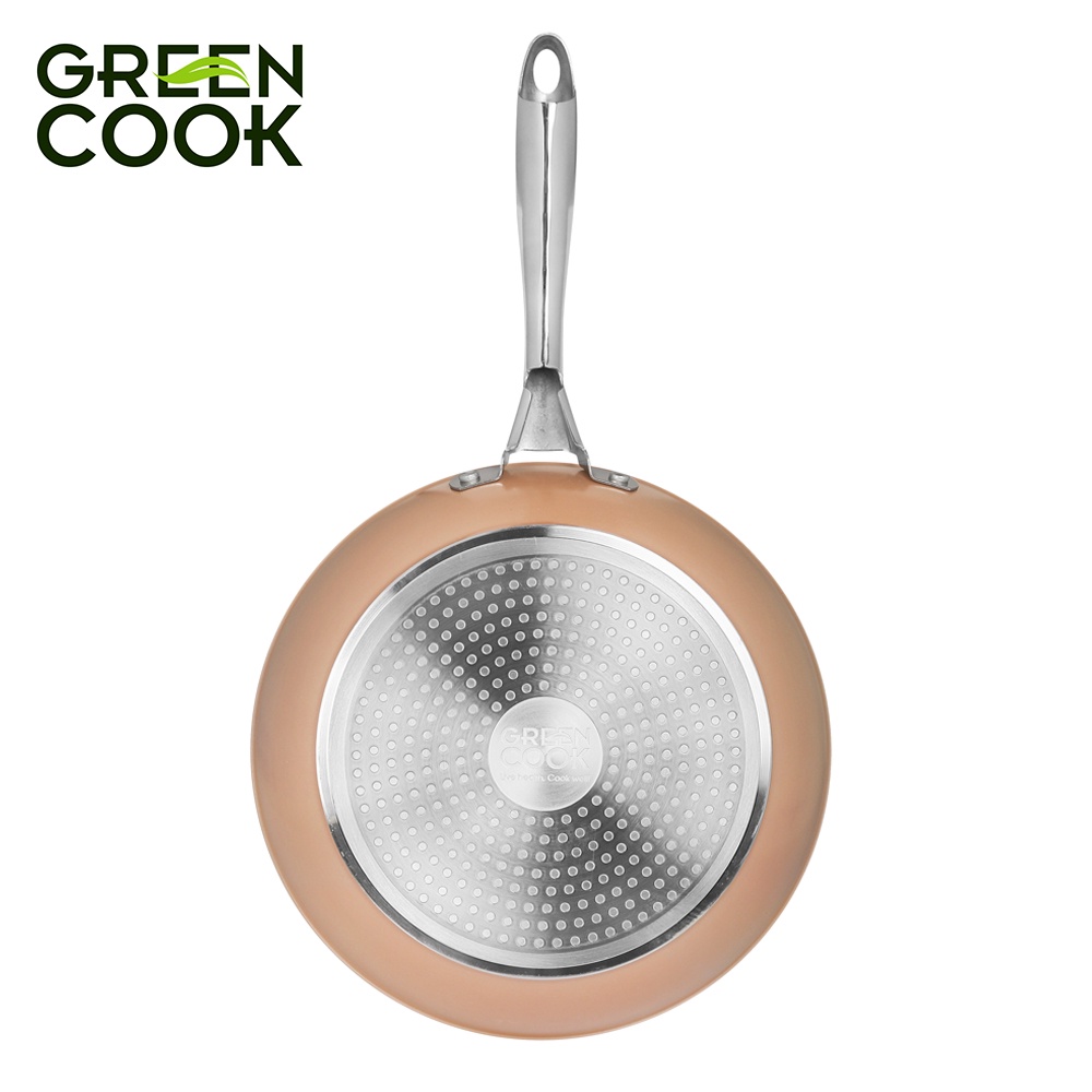 Chảo đáy từ vân đá hoa cương chống dính Green Cook GCP08 sâu lòng tay cầm inox chống bỏng chắc chắn