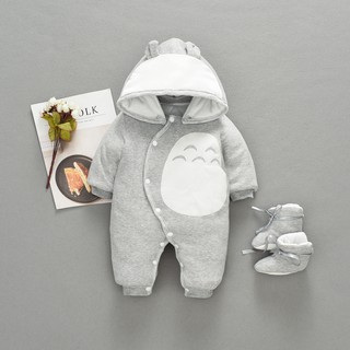 Bộ Áo Liền Quần Tay Dài Chất Liệu Cotton Thời Trang Thu Đông Cho Bé 0-3 Tháng Tuổi