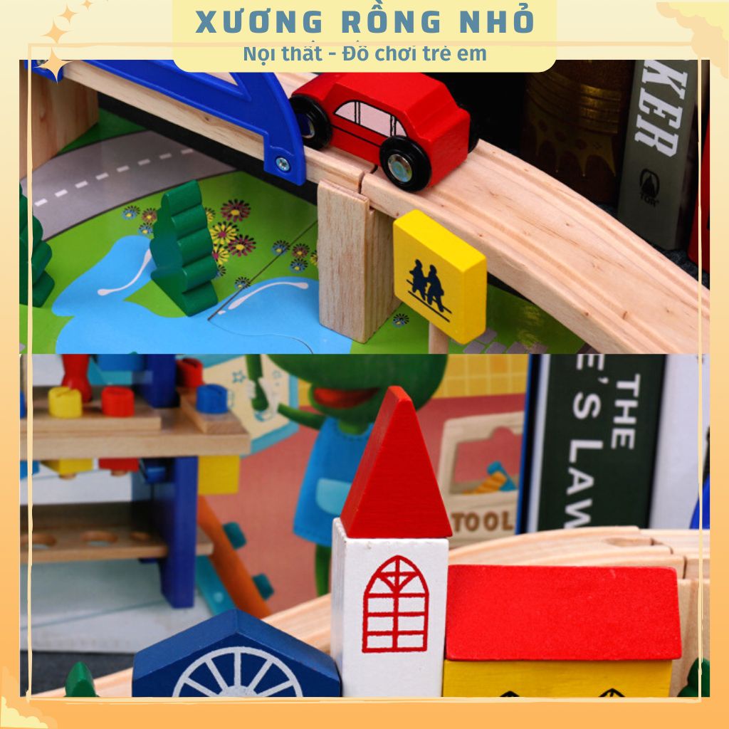 Mô hình giao thông đường ray xe lửa gỗ 40 chi tiết bằng gỗ thông minh cho bé_Xương Rồng Nhỏ