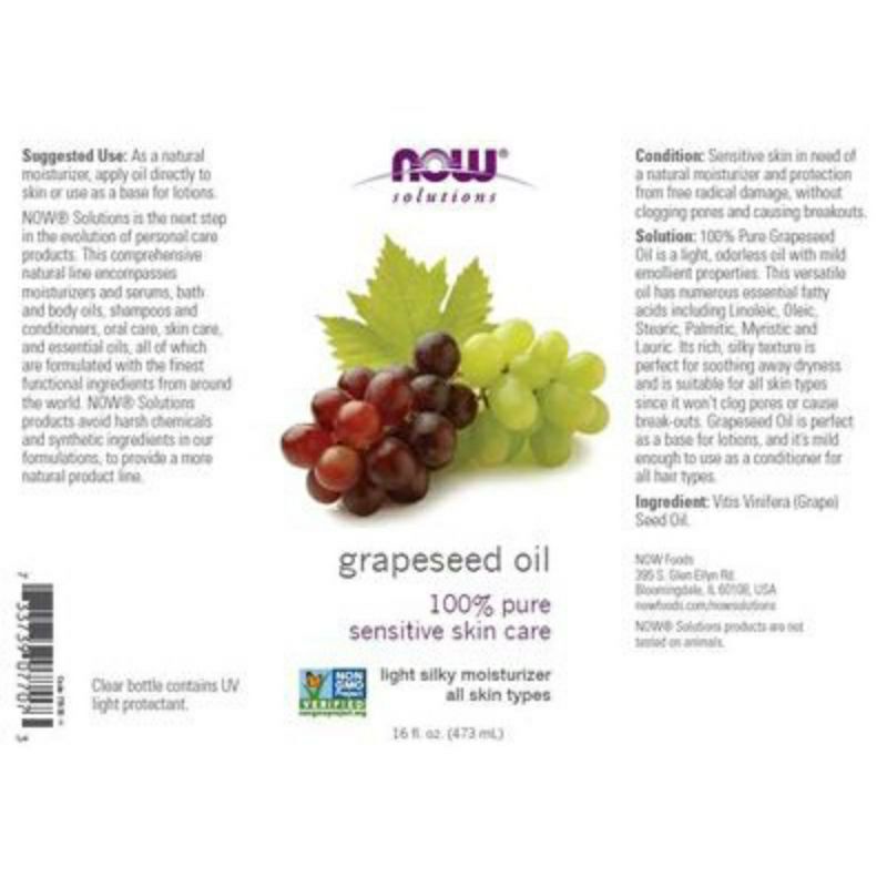 [2/2025] Dầu hạt nho Now Grapeseed Oil 100% Pure Sensitive Skin Care
