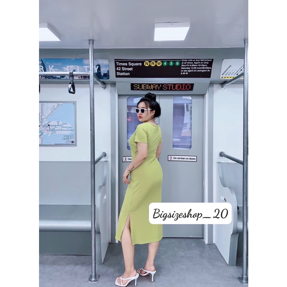 Bigsize: Đầm body thun dây rút 3 màu xanh bơ- xám -vàng